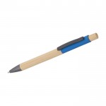 Penna in bambù con dettagli colorati in alluminio ed inchiostro blu color azzurro seconda vista