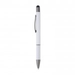 Penna touch in alluminio con impugnatura in carta ed inchiostro blu color bianco prima vista