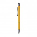 Penna touch in alluminio con impugnatura in carta ed inchiostro blu color giallo prima vista