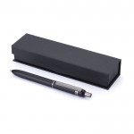 Penna in alluminio e ottone con dettagli eleganti e inchiostro blu color nero terza vista