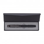 Penna in alluminio e ottone con dettagli eleganti e inchiostro blu color nero quarta vista