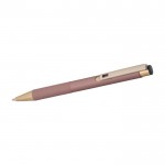 Penna in alluminio con finitura opaca e dettagli dorati inchiostro blu color rosa salmone terza vista