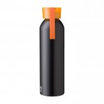 Borraccia in alluminio riciclato dal corpo nero e tappo colorato 650ml color arancione prima vista