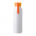 Borraccia in alluminio riciclato bianca con tappo colorato da 650ml color arancione prima vista
