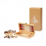 Set per scacchi, dama e backgammon in legno di pino pregiato color naturale seconda vista