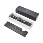 Penna promozionale con dettagli in argent color nero con custodia
