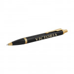 Penna personalizzata con ddettagli in oro color nero con logo