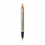 Penna personalizzata con ddettagli in oro color argento vista davanti