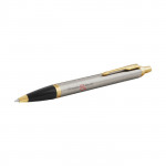 Penna personalizzata con ddettagli in oro color argento con logo