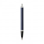 Penna promozionale con dettagli in argent color blu vista posteriore