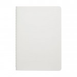 Quadernino B6 con fogli a righe in carta di pietra color bianco seconda vista frontale