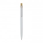 Penna in alluminio e bambù con dettaglio trasparente e inchiostro blu color bianco