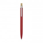 Penna in alluminio e bambù con dettaglio trasparente e inchiostro blu color rosso