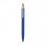 Penna in alluminio e bambù con dettaglio trasparente e inchiostro blu color blu