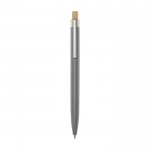 Penna in alluminio e bambù con dettaglio trasparente e inchiostro blu color grigio