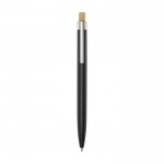 Penna in alluminio e bambù con dettaglio trasparente e inchiostro blu color nero