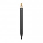 Penna in alluminio e bambù con dettaglio trasparente e inchiostro blu color nero seconda vista posteriore
