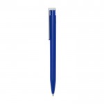 Penna a sfera in plastica riciclata di vari colori con inchiostro blu color blu reale vista laterale