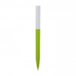 Penna a sfera in plastica riciclata di vari colori con inchiostro blu color verde fluorescente