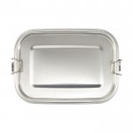 Lunch box in acciaio inossidabile riciclato da 750 ml color argento seconda vista frontale
