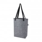 Tote bag in feltro riciclato con manici in cotone intrecciato color grigio