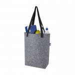 Tote bag in feltro riciclato con manici in cotone intrecciato color grigio seconda vista