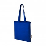 Tote bag in cotone riciclato 140 g/m² e manici lunghi 30 cm color blu reale
