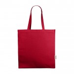 Tote bag in cotone riciclato GRS da 220 g/m² con manici da 30cm color rosso seconda vista frontale