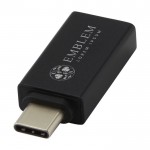 Adattatore USB C/A 3.0 color nero vista con logo stampato