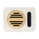 Speaker realizzato con roccia calcarea e bambù color naturale seconda vista frontale