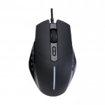 Mouse da gamer ultraveloce con luce RGB e design ergonomico color nero seconda vista frontale