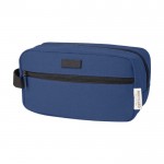 Beauty case in tela riciclata 330 g/m² con comodo cinturino color blu mare
