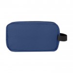 Beauty case in tela riciclata 330 g/m² con comodo cinturino color blu mare seconda vista posteriore