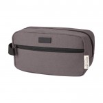 Beauty case in tela riciclata 330 g/m² con comodo cinturino color grigio