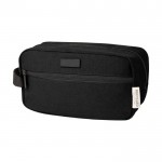 Beauty case in tela riciclata 330 g/m² con comodo cinturino color nero