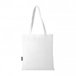 Tote bag poliestere riciclato certificato da 80 g/m² con manici lunghi color bianco seconda vista posteriore