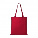 Tote bag poliestere riciclato certificato da 80 g/m² con manici lunghi color rosso seconda vista posteriore