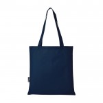 Tote bag poliestere riciclato certificato da 80 g/m² con manici lunghi color blu mare seconda vista posteriore