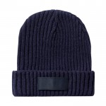 Cappello invernale con etichetta personalizzabile color blu mare prima vista