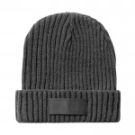 Cappello invernale con etichetta personalizzabile color grigio prima vista