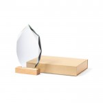 Trofeo in vetro a forma di ennagono con base in legno color trasparente terza vista