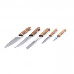 Ceppo con 5 coltelli con manico in legno di acacia color legno terza vista