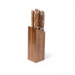 Ceppo con 5 coltelli con manico in legno di acacia color legno quarta vista
