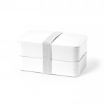Lunch box con doppio scomparto e posate color bianco prima vista