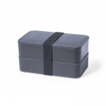 Lunch box con doppio scomparto e posate color grigio prima vista