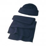 Set composta da un berretto e una sciarpa in pile 200 g/m² color blu seconda vista