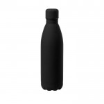 Bottiglia in acciaio inox con rifinitura in gomma color nero prima vista