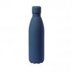 Bottiglia in acciaio inox con rifinitura in gomma color blu mare prima vista