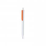 Penna in ABS riciclato e clip colorata con inchiostro blu color arancione prima vista