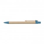 Penna in cartone con clip in legno color azzurro prima vista
